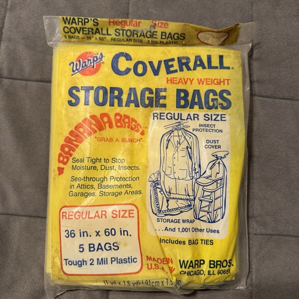Warp's Coverall Storage Bags 5-Count 36x‎ 60" Heavyweight Storage Bag NOS